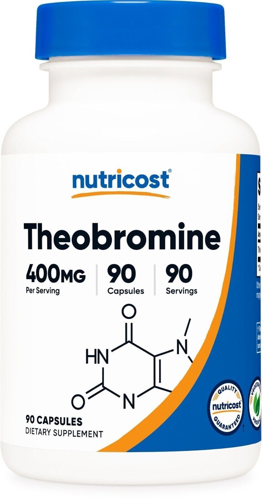 Theobromine 400mg from Cocoa 90 Vegetarian Caps Nutricost Non GMO