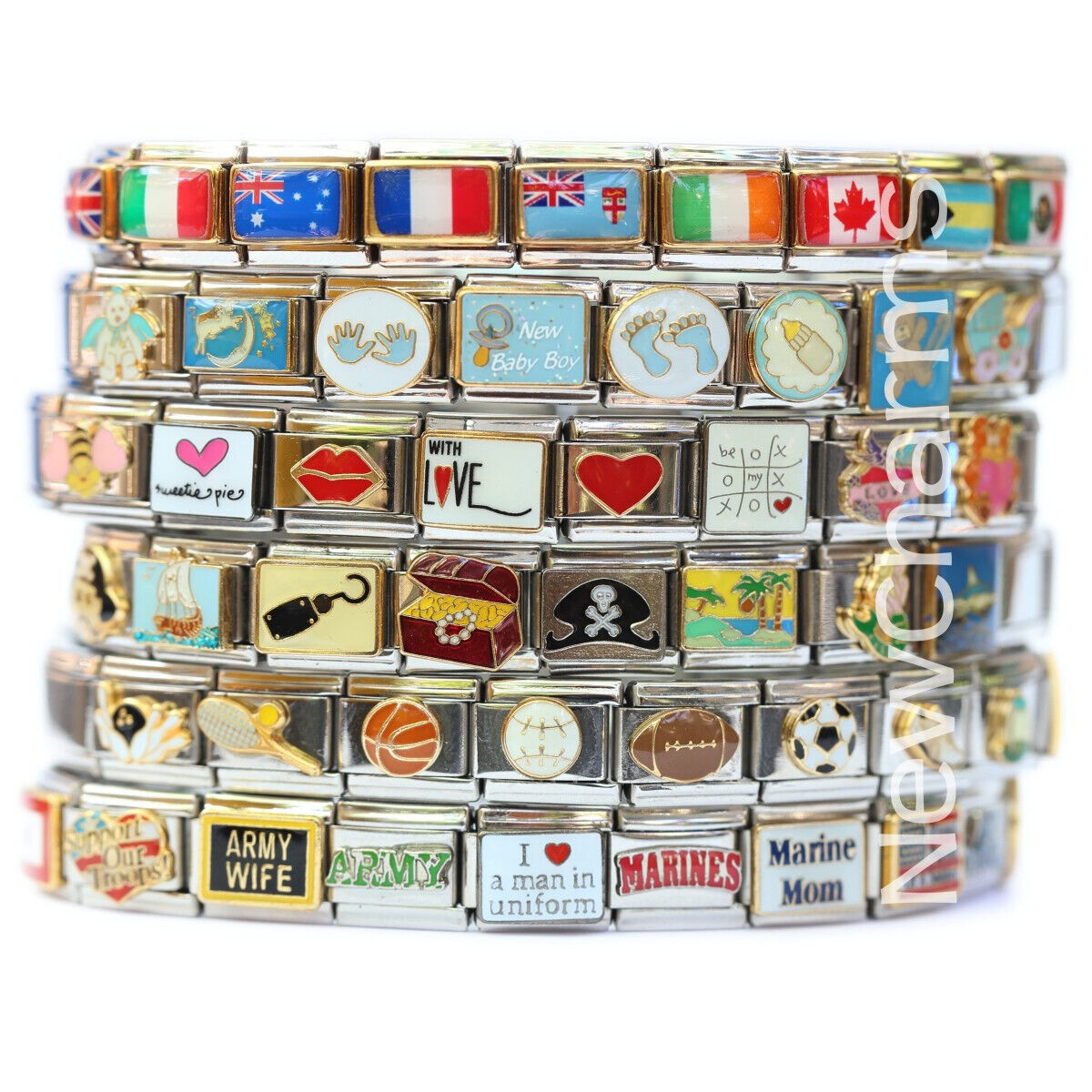 101 Assorted Enamel Italian Charms Wholesale Priced Random Set of 9mm