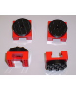 4 Used Lego Red &amp; Black Turntable 4 x 4 Locking with Grooved Base 30516c01 - $9.95