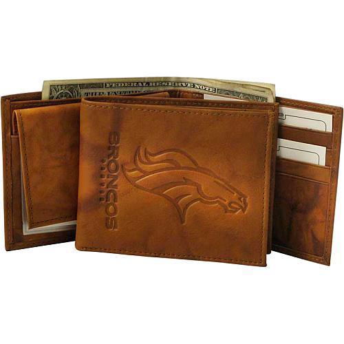 NFL Dallas Cowboys Embossed Leather Trifold Leather Wallet Tan 4.25 x 3