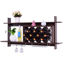 Wall Mount Wine Rack with Glass Holder & Storage Shelf image 3