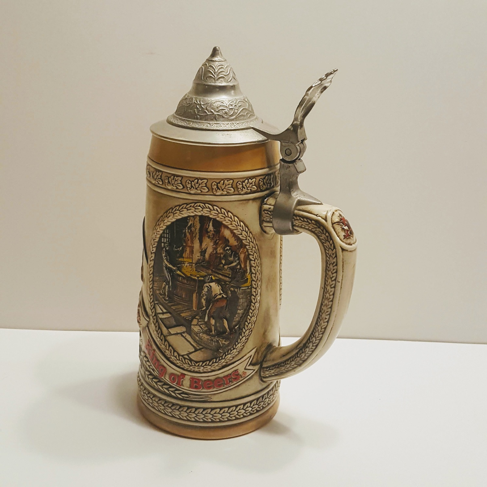 VINTAGE CERAMARTE CERAMIC 10” TALL BEER STEIN PEWTER LID BRAZIL Other