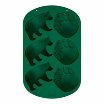 Wilton 6 cavity Silicone Camping Adventurer Bear Paw Treat Mold Green - $14.15