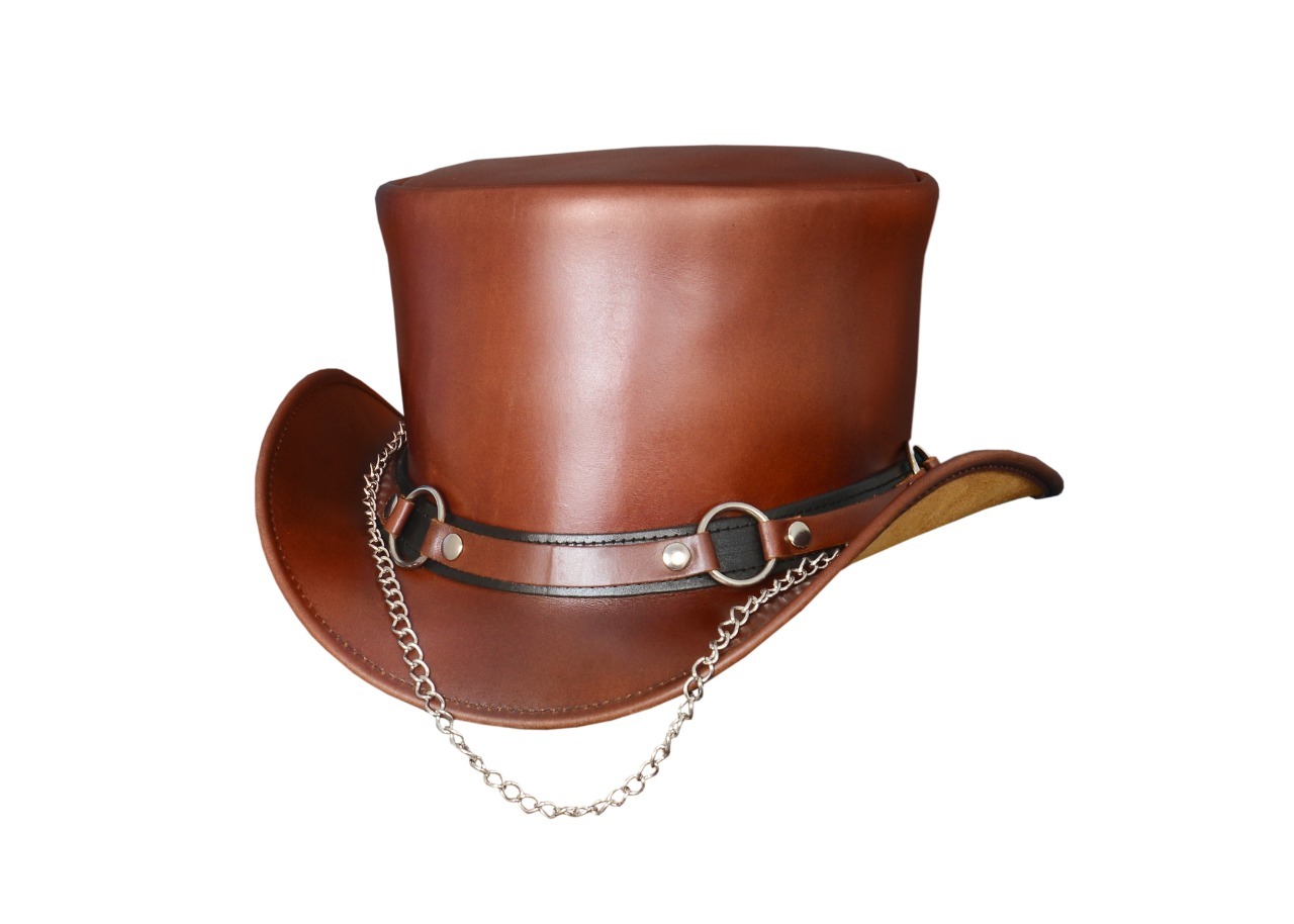 El Dorado Top Hat Band Men's Leather Cowhide Biker Steampunk Deadman ...