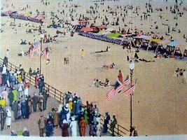 Atlantic City Postcard Bathing Beach Ocean Flags Boardwalk New Jersey NJ... - $7.92