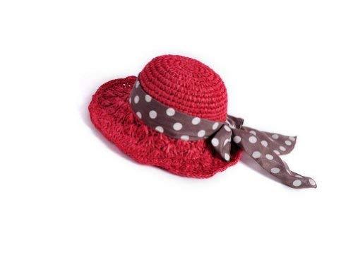 PANDA SUPERSTORE Women's Straw Hat Sun Beach Ribbon Hat Red