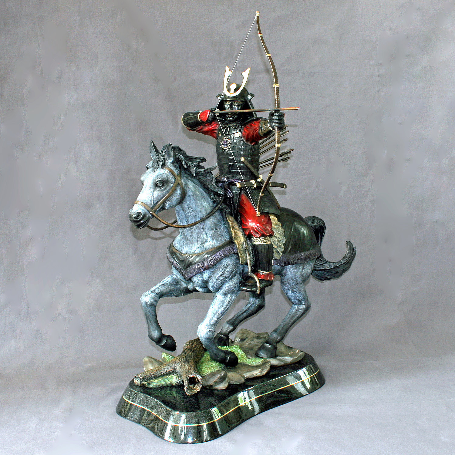 BRONZE SAMURAI "Yabusame" Samurai Archer Sculpture by Barry Stein Art