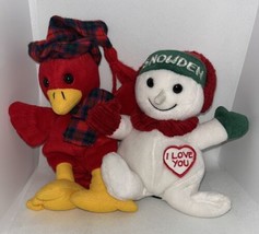 2X Commonwealth Target Snowden Snowman + Red Bird Cardinal 6” Plush Dolls - $22.28
