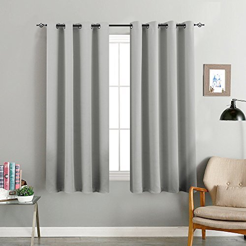 Grey Blackout Curtains for Bedroom 63 inches Long Triple ... on {keyword}