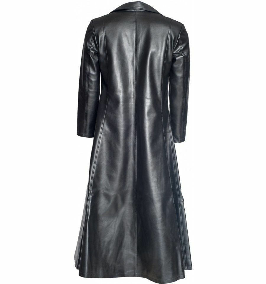 Men Steampunk Gothic Long Coat PVC Leather Long Jacket Goth Vampire ...