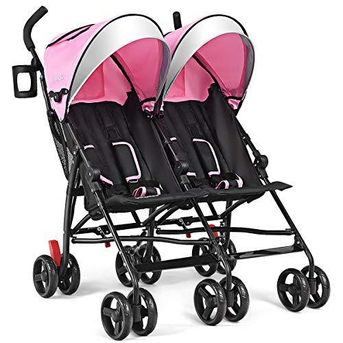 BABY JOY Double Light-Weight Stroller, Travel Foldable Design, Twin ...