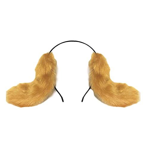 Brown Plush Lop Ear Rabbit Headband Fluffy Animal Dogs Ears Hairhoop Halloween P