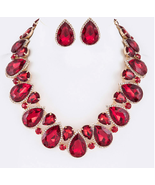 Red Crystal Iconic Teardrop Collar Set - $45.00
