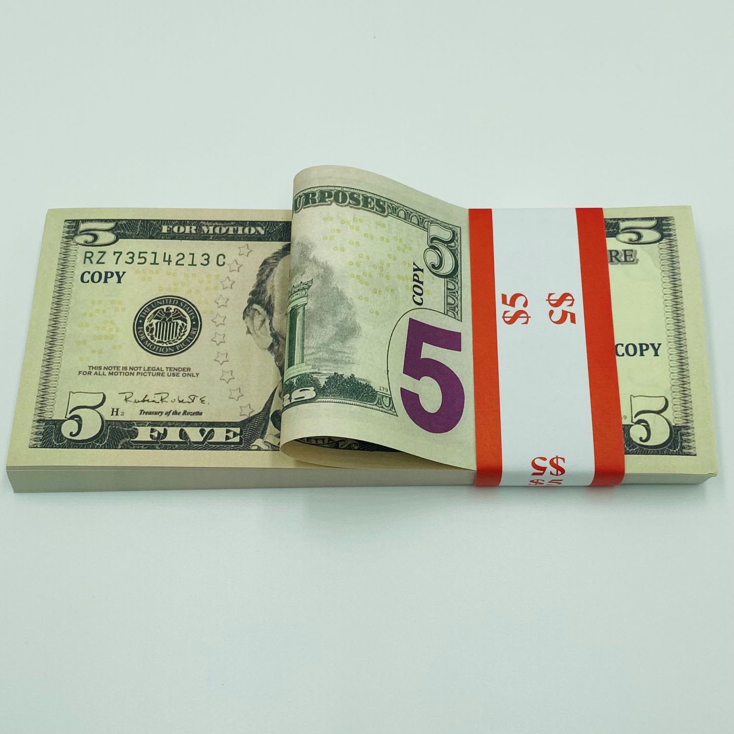 50 Pcs $5 Prop Money Double Sided Full Print Realistic That looks Real ...