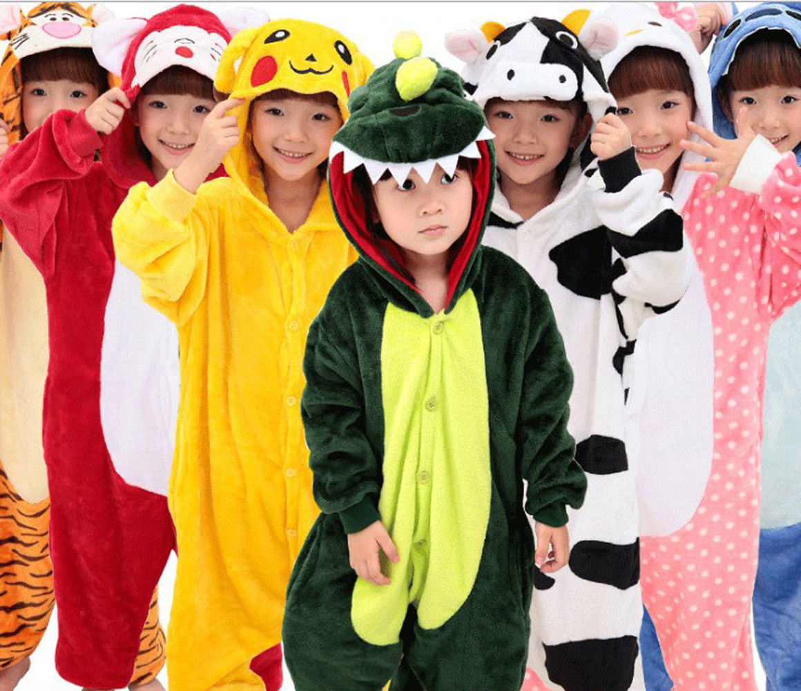 Boy Girl Kid Pajamas Kigurumi Unisex Halloween Cosplay Animal Costume Sleepwear