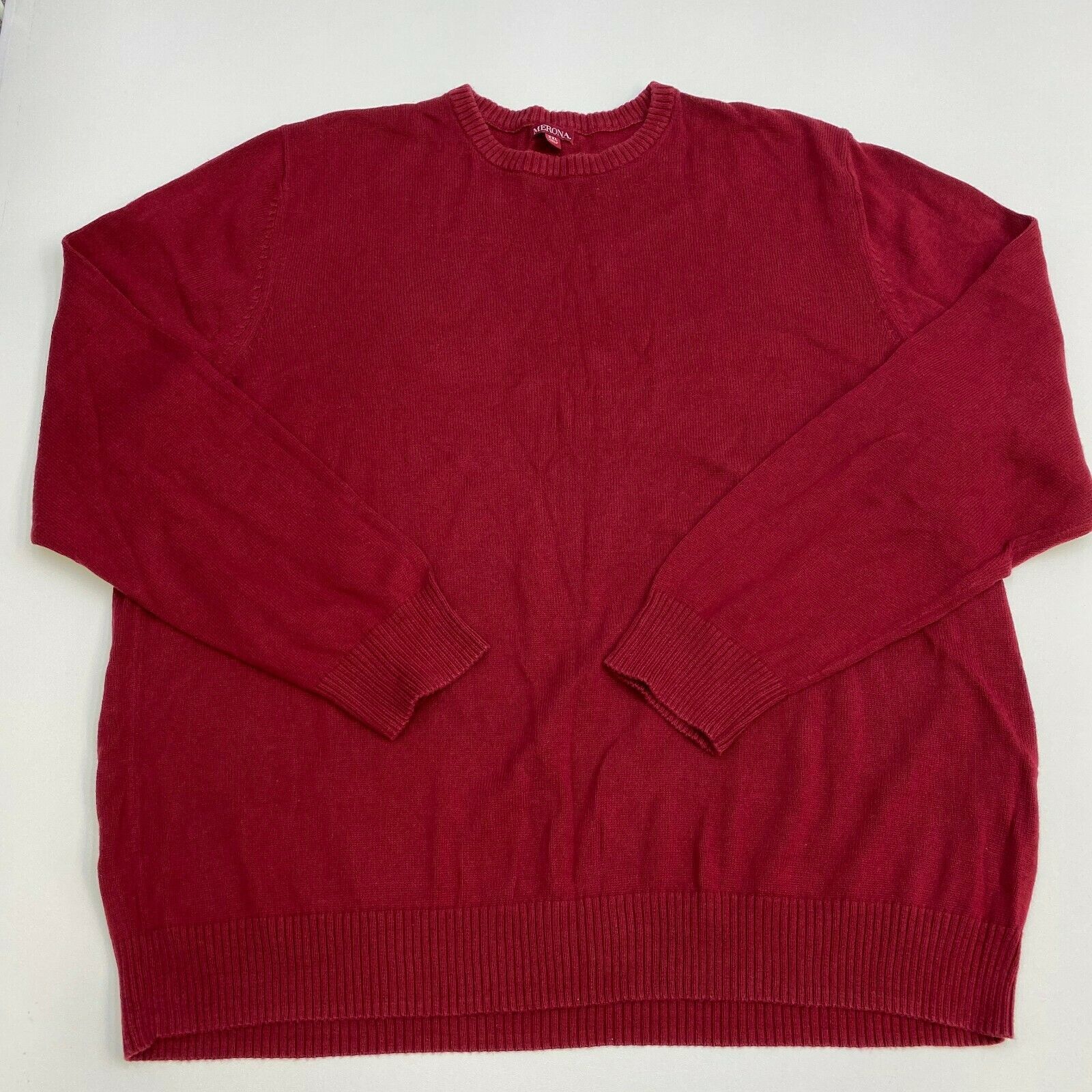 Merona Sweater Mens XXL Red Crew Neck Lightweight Long Sleeve Casual ...