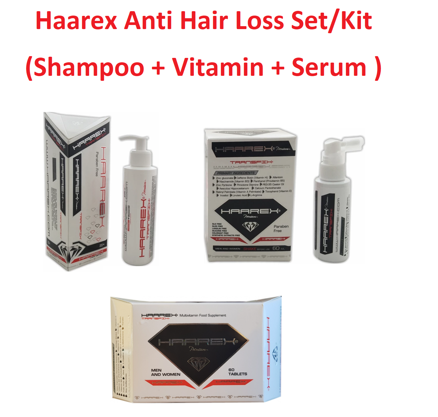 haarex anti hair loss kit (shampoo + vitamin + serum )