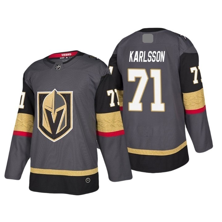 Men's 2018 Vegas Golden Knights #71 William Karlsson Jerseys Grey Authentic Home - Hockey-NHL