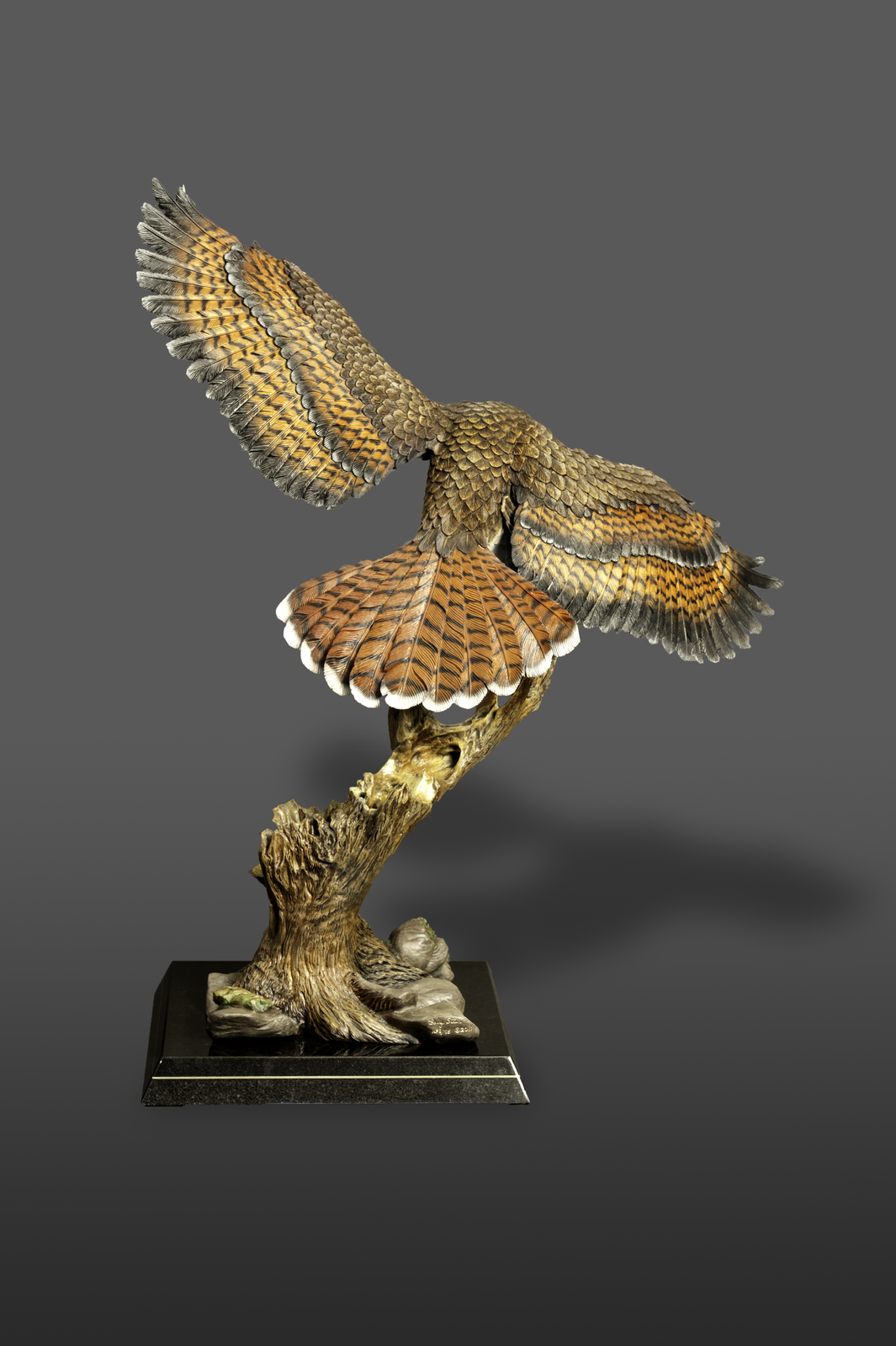 Life Size Magnificent Bronze Red Tailed Hawk Sculpture By Barry Stein