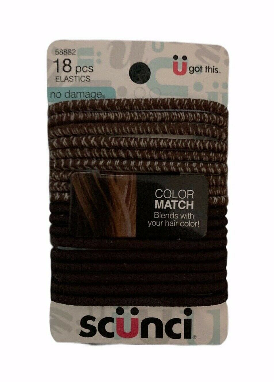 Primary image for New Scunci Brown 18 count Color Match No Damage Pony Tail Holders Elastics