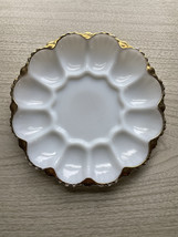 Vintage 50/60s Anchor Hocking Fire King 22kt gold trimmed Egg Platter