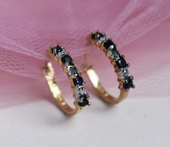 Black crystal hoop earrings, medium hoop earrings gold, basic GF huggie hoops - $69.00