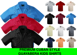 Guayabera Kids Toddler Junior Beach Wedding Baptism Button-Up Casual Dress Shirt