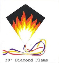 30" FLAME FLAMES DIAMOND NYLON FLYING IN WIND KITE + LINE, WINDER, & SKYTAILS