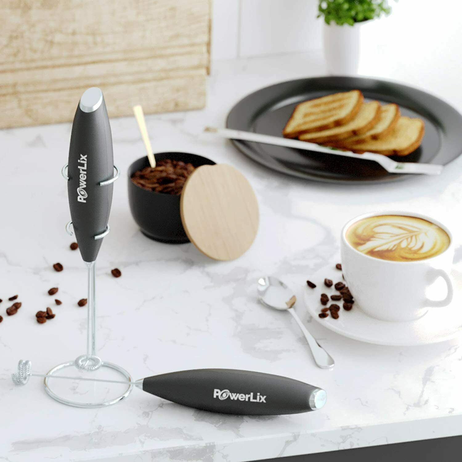 PowerLix Milk Frother Handheld Battery Operated Electric Foam Maker For