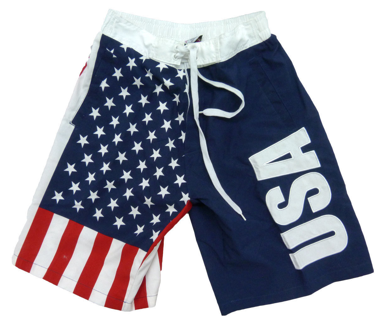 Image of USA AMERICAN FLAG PATRIOTIC STARS STRIPES BOARD SHORTS BEACH SWIM TRUNKS S-3XL