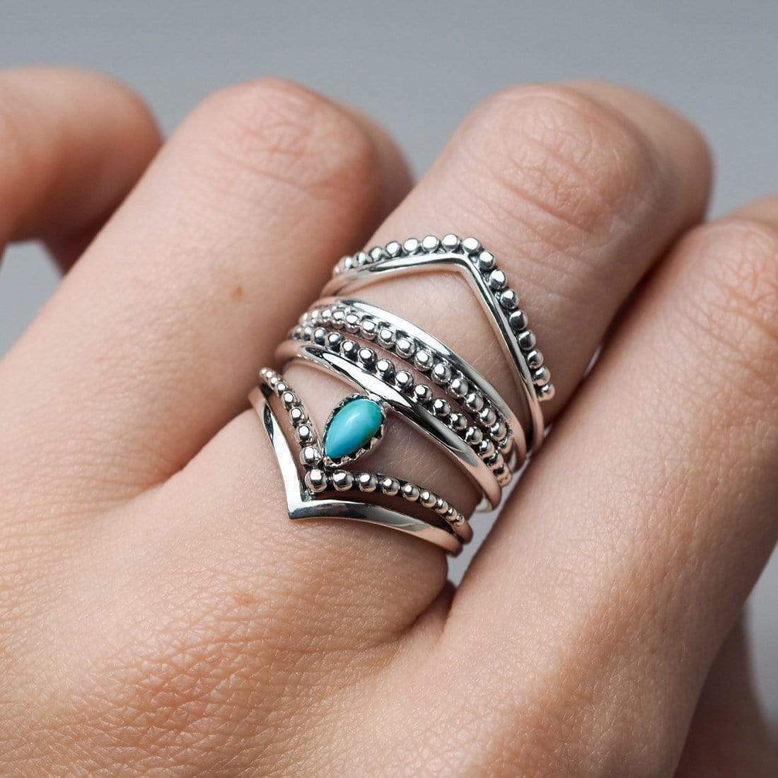 Sterling Silver boho rings stackable chevron crest bohemian in gift box