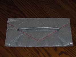 Victoria&#39;s Secret Clutch Bag Silver Sparkle Envelope Evening Small Forma... - $14.99