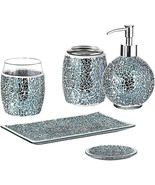 5-Pieces Bathroom Accessory Set Bright-Colored Mosaic Glass Bath Ensembl... - $119.99