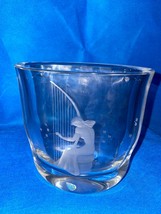 Orrefors Crystal Vase Engraved Lady Playing Harp 6” tall - $158.40