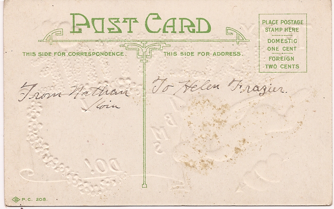 EC Gold Embossed Post Card "To My Valentine" Unstamped & Uncirculated