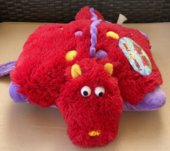 2011 Fiery Dragon Pee-Wee Pillow Pets Plush Pillowpets NWT 11” Red Purple Travel - $14.99