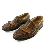 Johnston &amp; Murphy Brown Leather Weave Loafers Slip On Mens 9 M Made in I... - $37.60