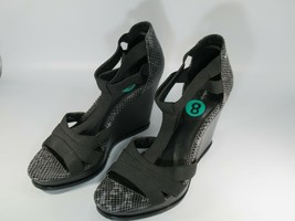 Calvin Klein Eliyah Sandal Women 8M Black Snake Leather Wedge Heel Flat Ship $3 - $26.08