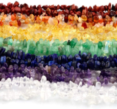 Seven Chakra Color Mix of Natural Chip Stone Beads, Size:  3 - 5 mm, 0.5 mm Hole image 2