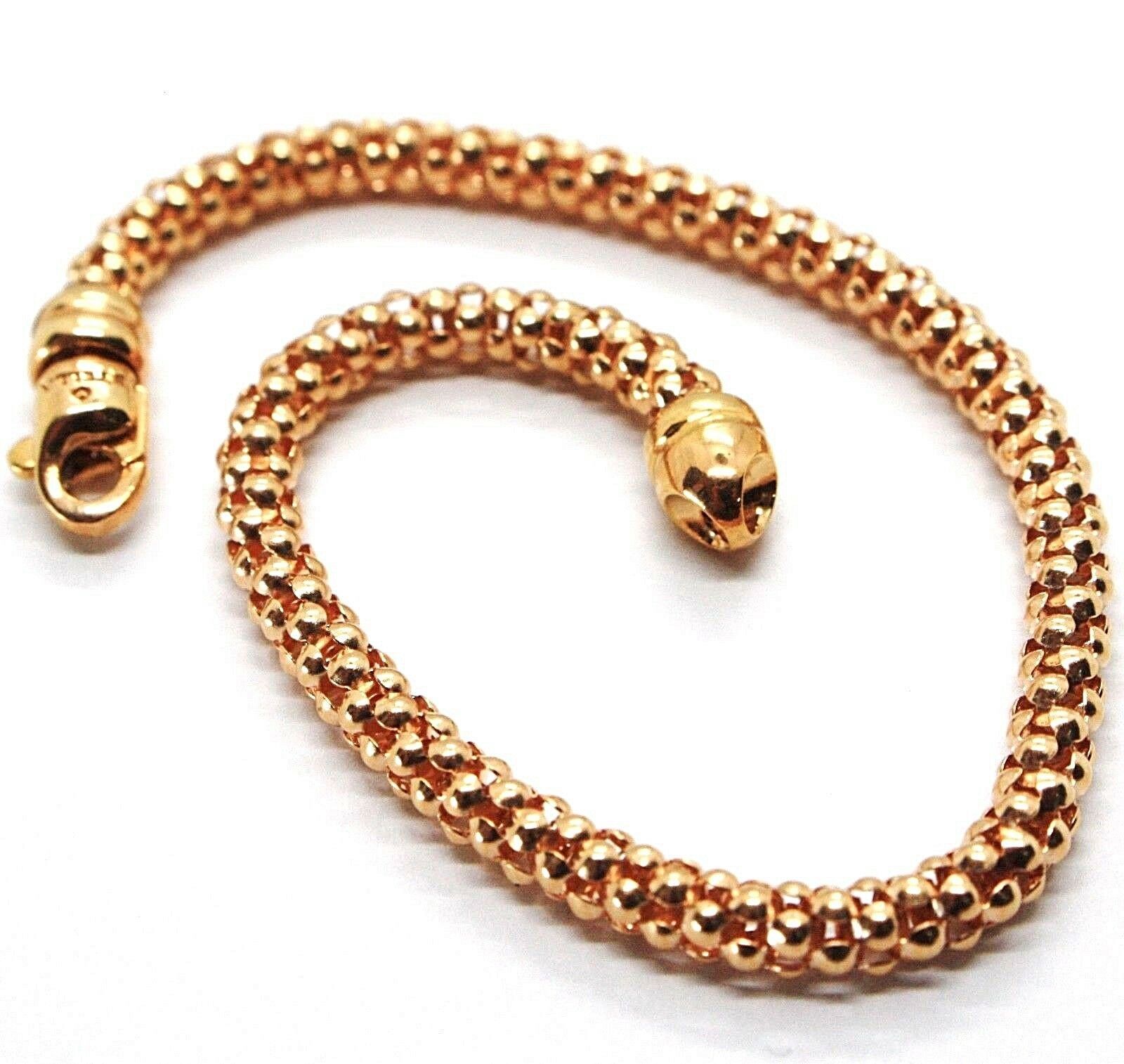 Primary image for 18K ROSE GOLD BRACELET, 18.5 CM, 7.3 INCHES, BASKET WEAVE TUBE, 4 MM THICKNESS
