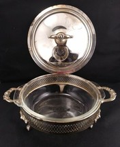 Anchor Hocking Fire King 2QT Casserole Dish 448 Silver Plated Stand and Cover - $8.91