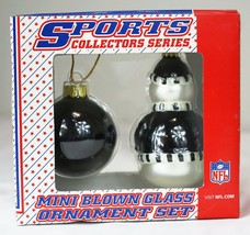 VINTAGE SEALED Pittsburgh Steelers Glass Snowman + Ball Christmas Ornament Set image 2