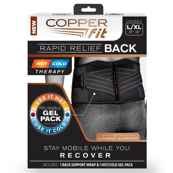 Copper Fit Rapid Relief Back Support HOT/COLD As Seen on TV Orthotics