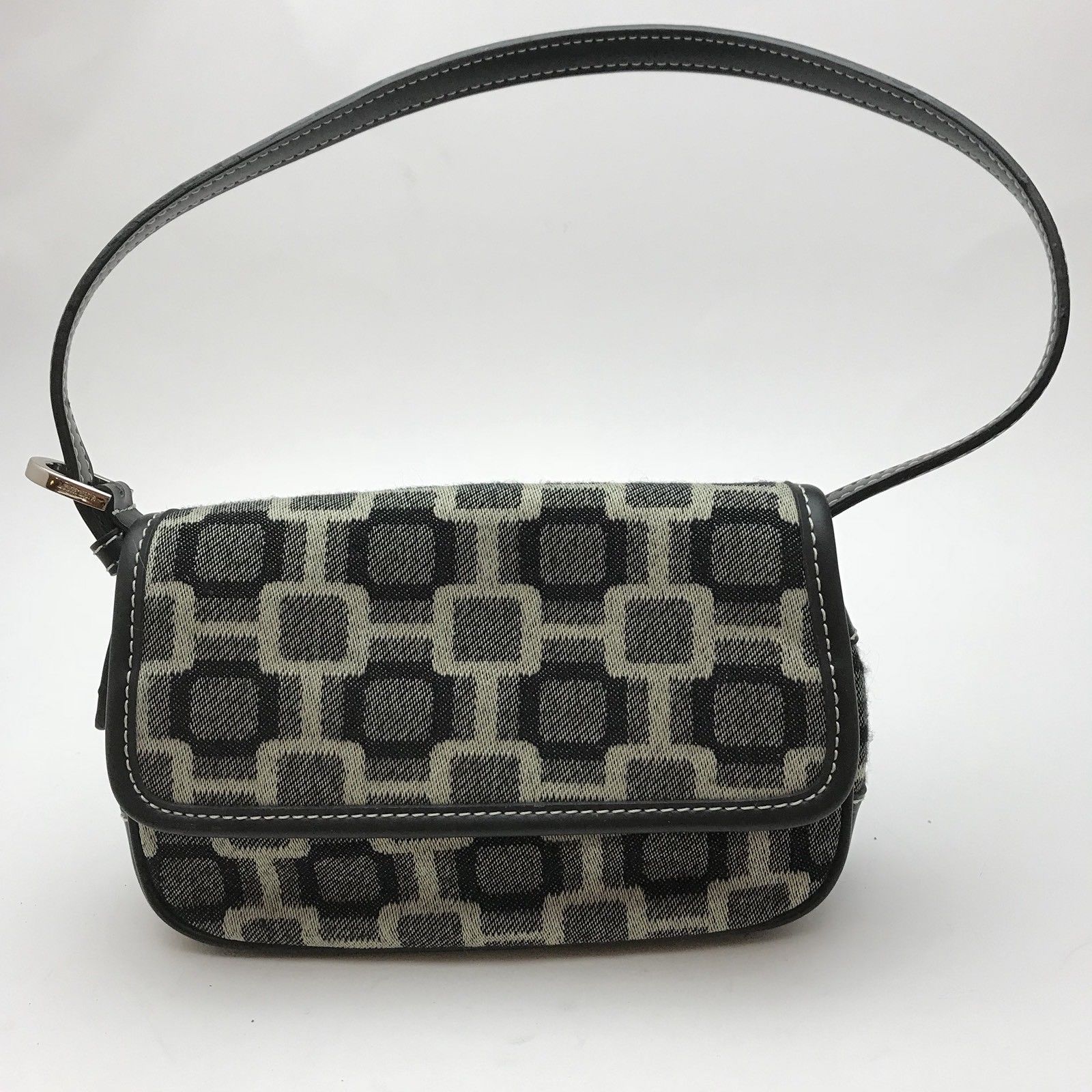 NINE WEST Women's Purse Handbag Black Grey Squares Blocks - $10.92