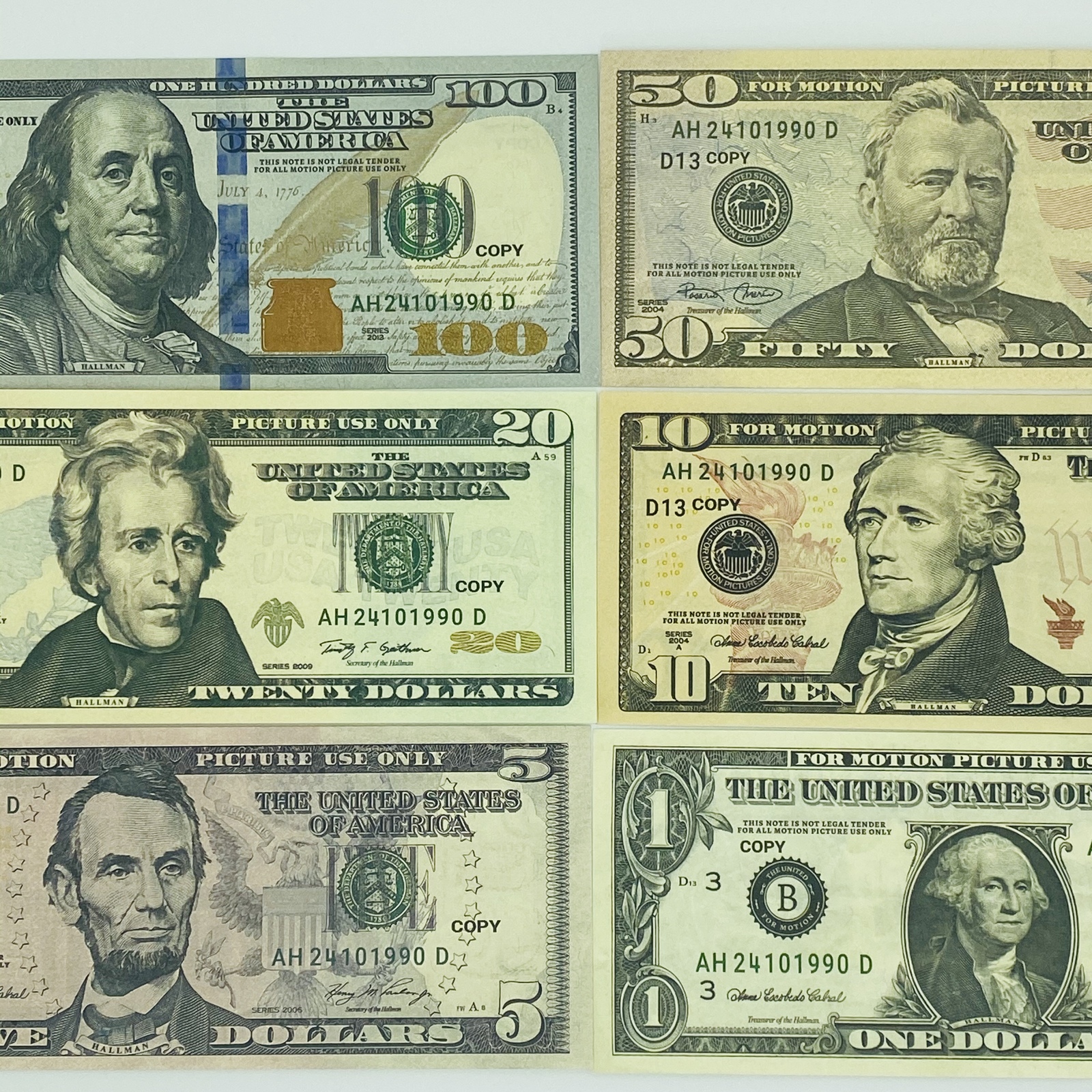Replica Copy Money Realistic Prop Movie Fake Game Bills (100 PCS 6Type