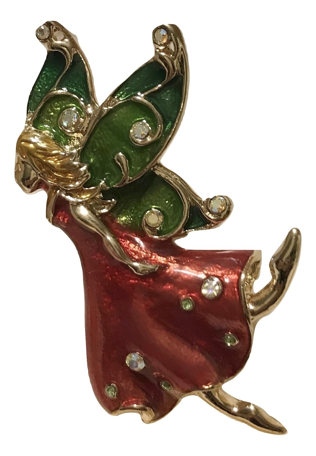 Macys Holiday Lane Fairy in Red Dress Brooch Pin Pins & Brooches