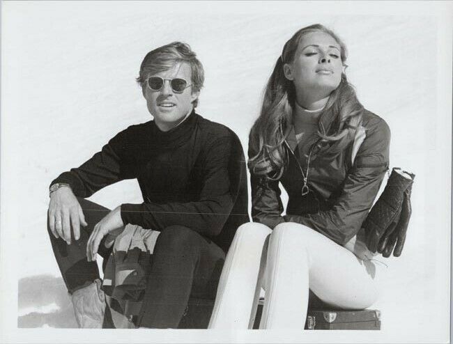 Downhill Racer Robert Redford Camilla Sparv sit on ski slope - Photographs