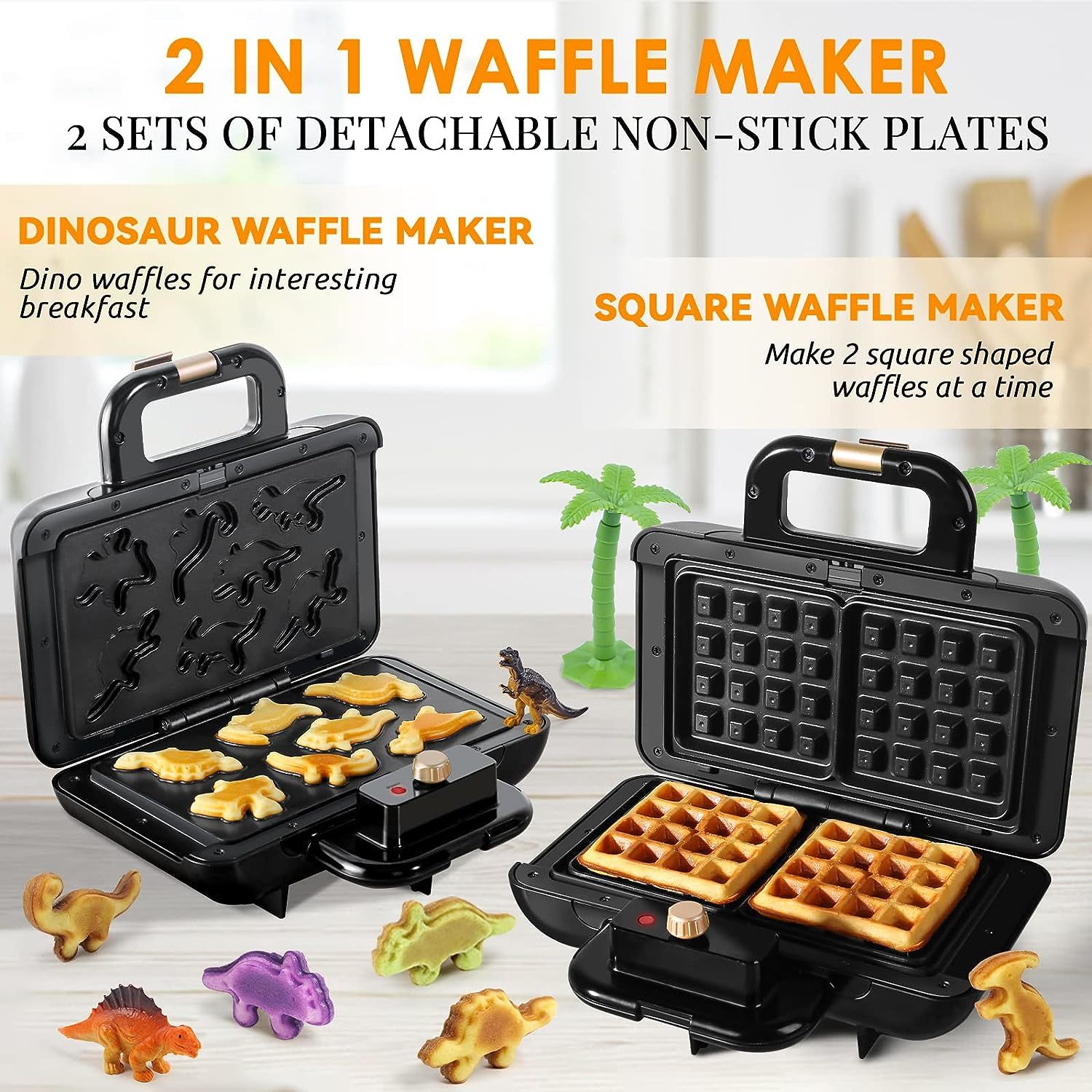 Mini Waffle Maker Waffle Iron Dinosaur Waffle Maker For Kids 7 Unique