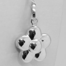 18K WHITE GOLD ROUNDED FLOWER DAISY PENDANT CHARM 22 MM SMOOTH MADE IN ITALY image 3