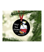 BABY&#39;S FIRST CHRISTMAS SNOOPY - 3.5&quot; ALUMINUM METAL ORNAMENT - DOUBLE SI... - $9.85